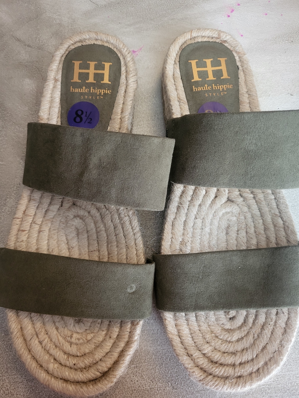 Haute Hippie Olive Green Suede Slide Sandals